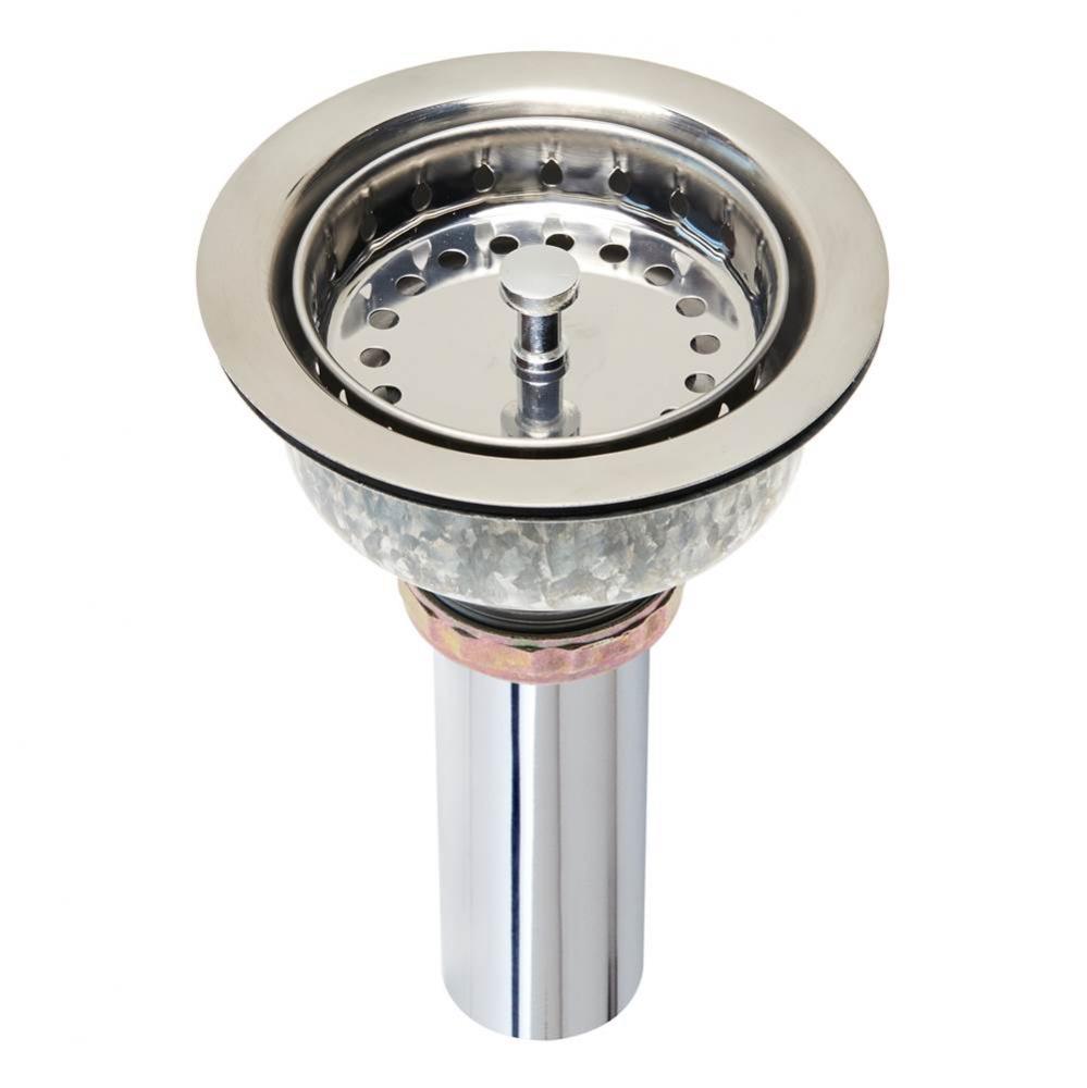 0140885 - KWIK-FIT CUP STYLE SINK STRAINER CHROME W/ TAILPIECE 1/BX