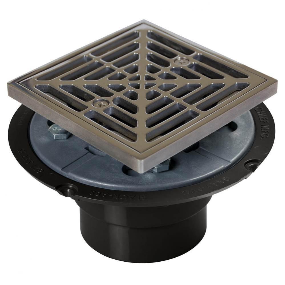 Drain Shwr Pan Abs Pol-ss R&s Sq