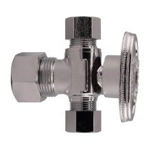 Sioux Chief 132-G2C1C1C04 - Dual Ang Stop 5/8od x 3/8od x 3/8od Comp 1/4-turn Chrm 1/bx