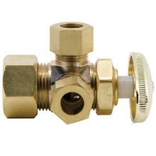 Sioux Chief 134-G2C1C1CR104 - Angle Stop 5/8od X 3/8od X 3/8od Comp 3-way Multi Rgh Brs 1/bx