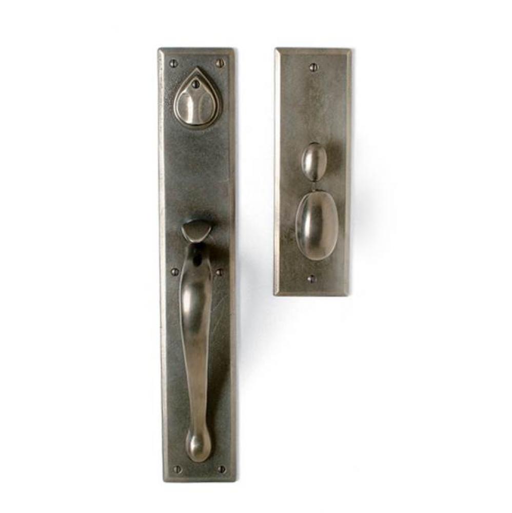 Sectional thumb latch x gate latch reverse bevel entry set. Single cylinder. EP-705DB-KC (ext) GL-