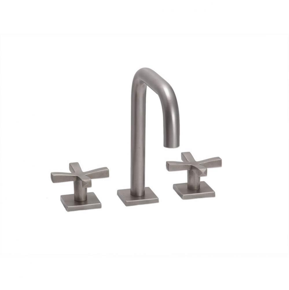 Everly deck mount goose neck lavatory faucet shown w/ P-N925 escutcheons. Includes Cal Faucets wid