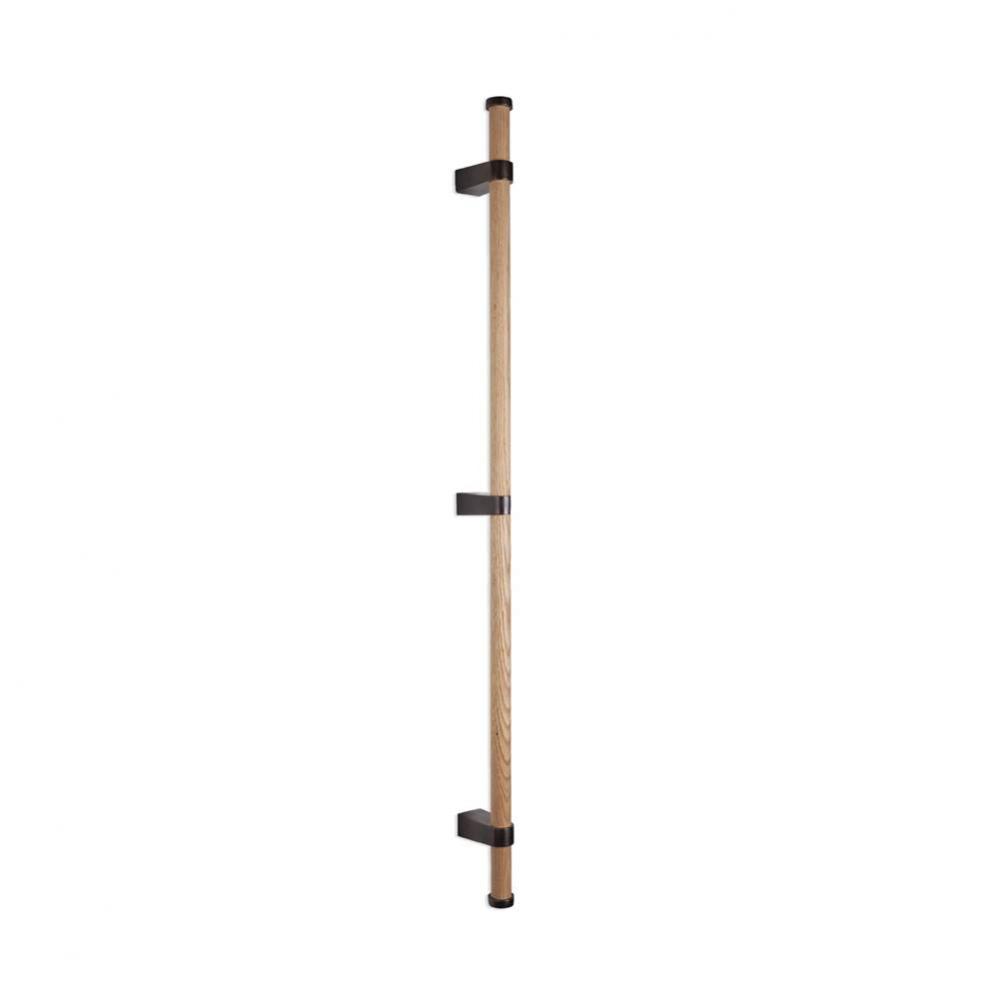 48'' White oak w/black stain dowel grip handle w/caps. 40 3/4'' center-to-cent