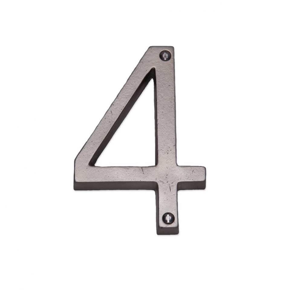 4 1/2'' Contemporary surface mount house number 4.
