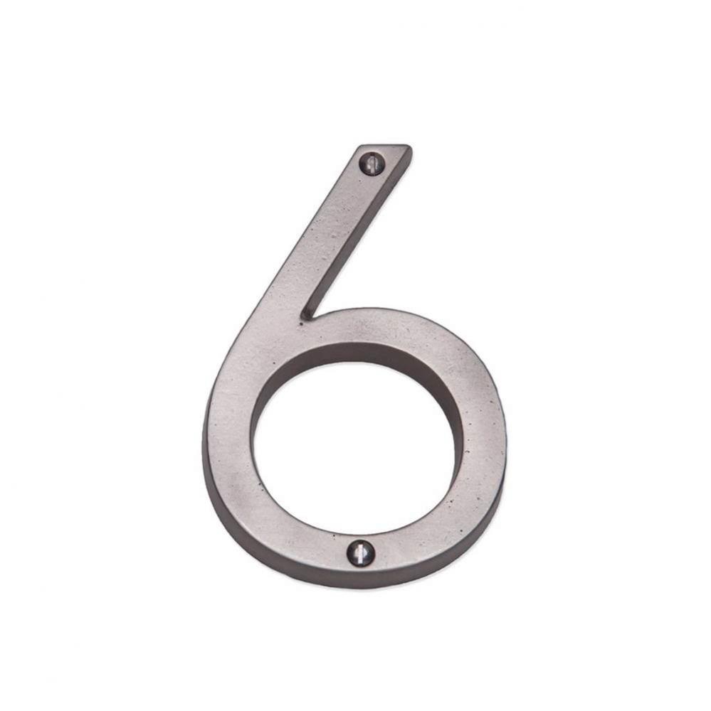 4 1/2'' Contemporary surface mount house number 6.