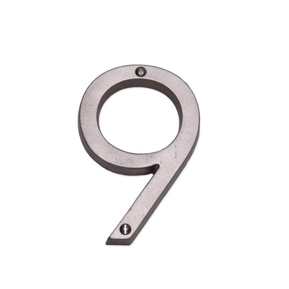 4 1/2'' Contemporary surface mount house number 9.