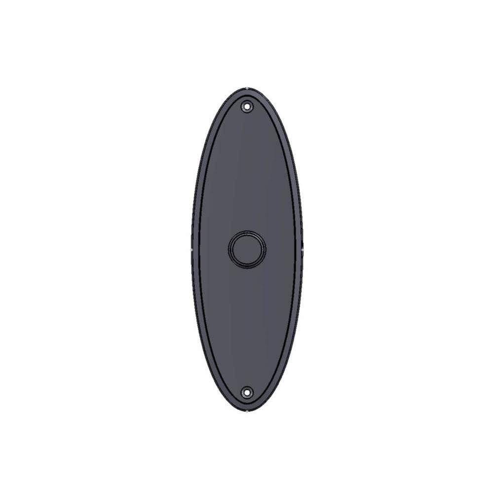 3'' x 8 3/4'' Oval interior mortise lock plate w/emergency release cover.