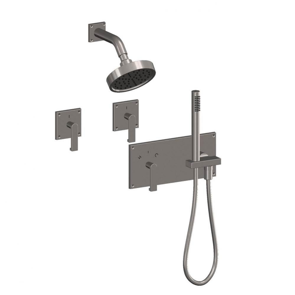 Full dummy. Handle x lever/knob. No key cover or turn piece. Sectional. EP-A705D (ext) P-A409D (in