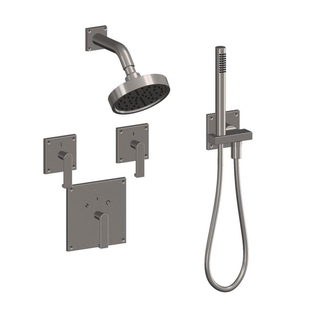Deck mount cylindrical handshower 1.75 GPM, 6.6 L/MIN with 45 degree deck mount perch and 68'