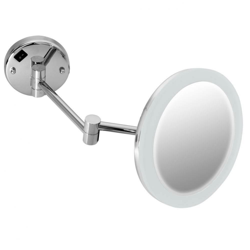 Acrylic Face Lit Magnification Mirror - 8'' Hardwire 5x Magnification - Chrome