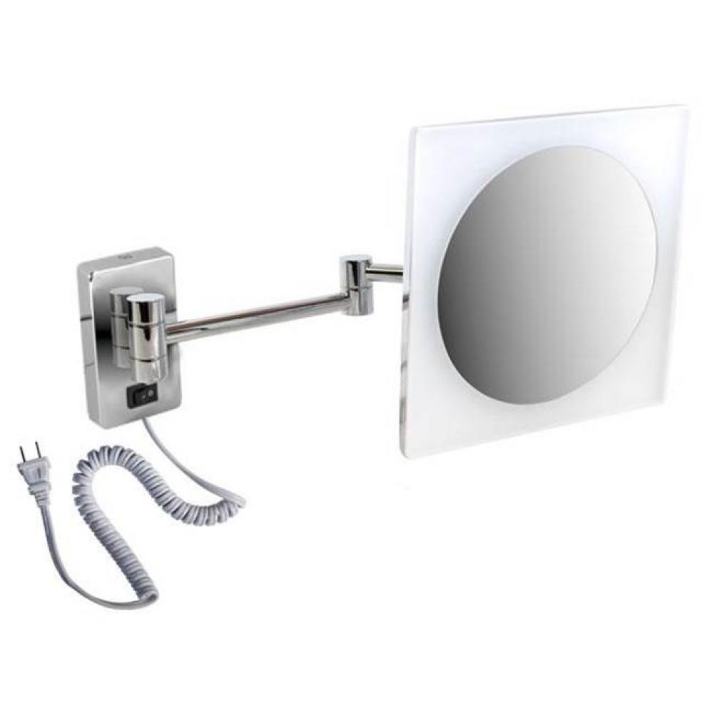 8.5'' x 8.5'' Acrylic Trim Mirror - Plug-in LED - 5X Mag 6000K