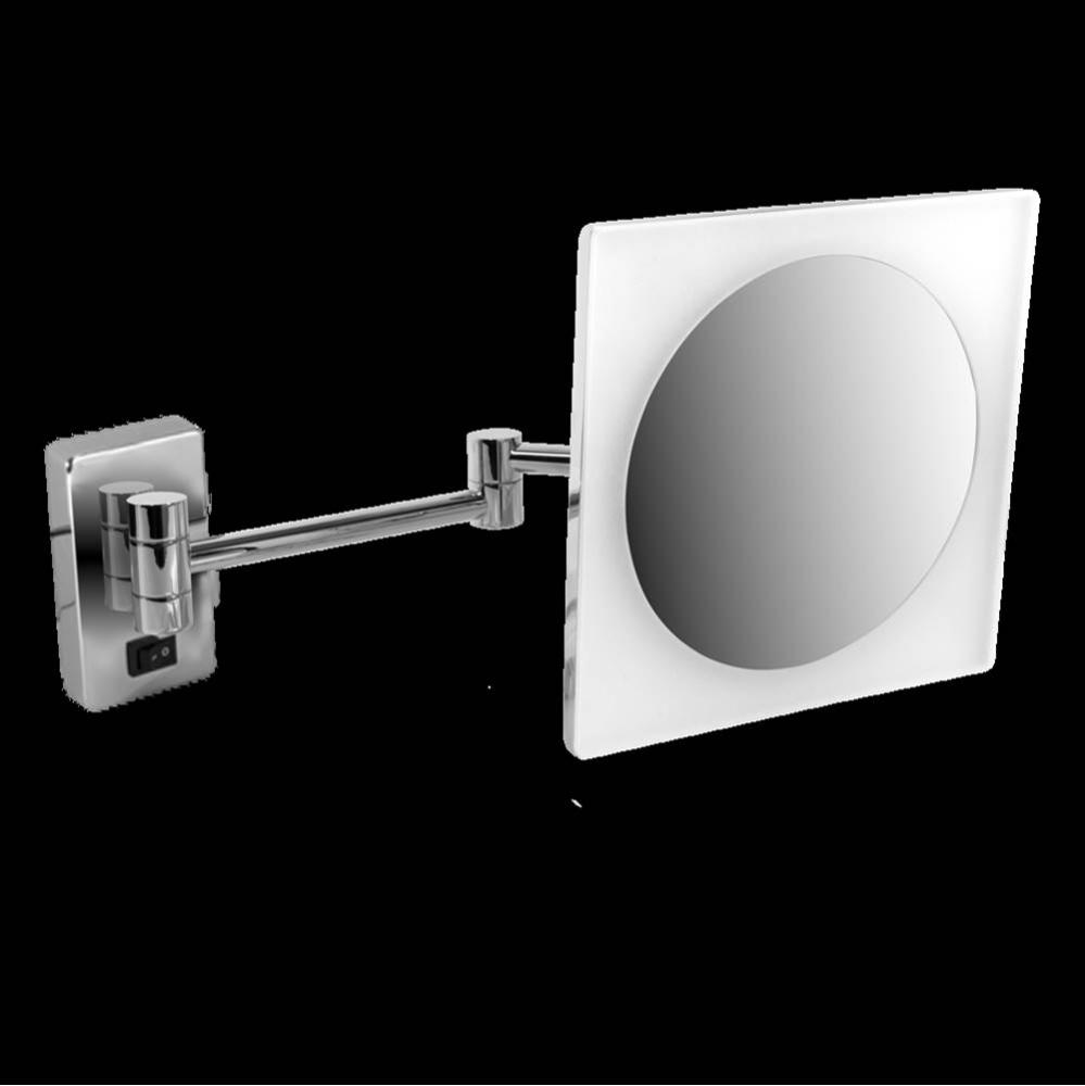 8.5'' x 8.5'' Acrylic Trim Mirror - HARDWIRE LED - 5X Mag 6000K