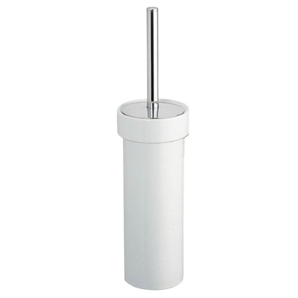 Toilet Brush Floor - White Porcelain - Chrome