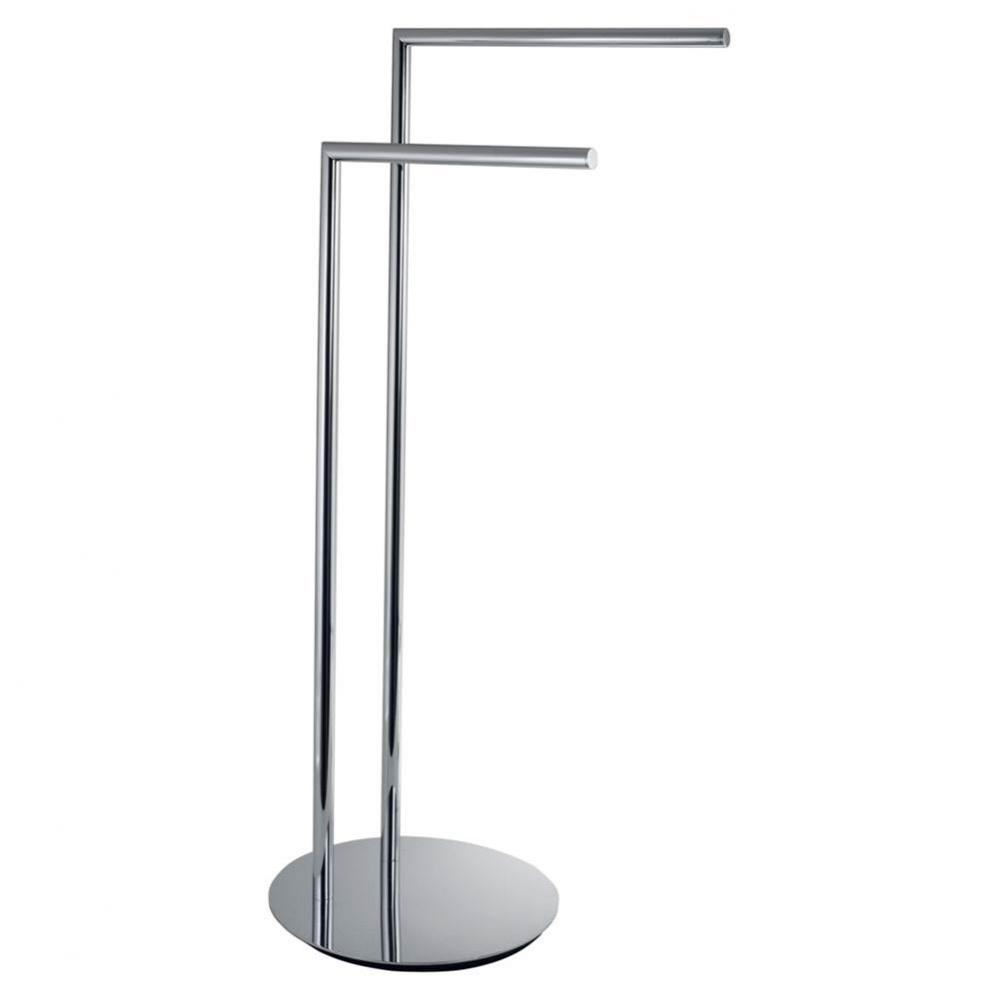 Double Bar Floor Towel Stand Round - Chrome