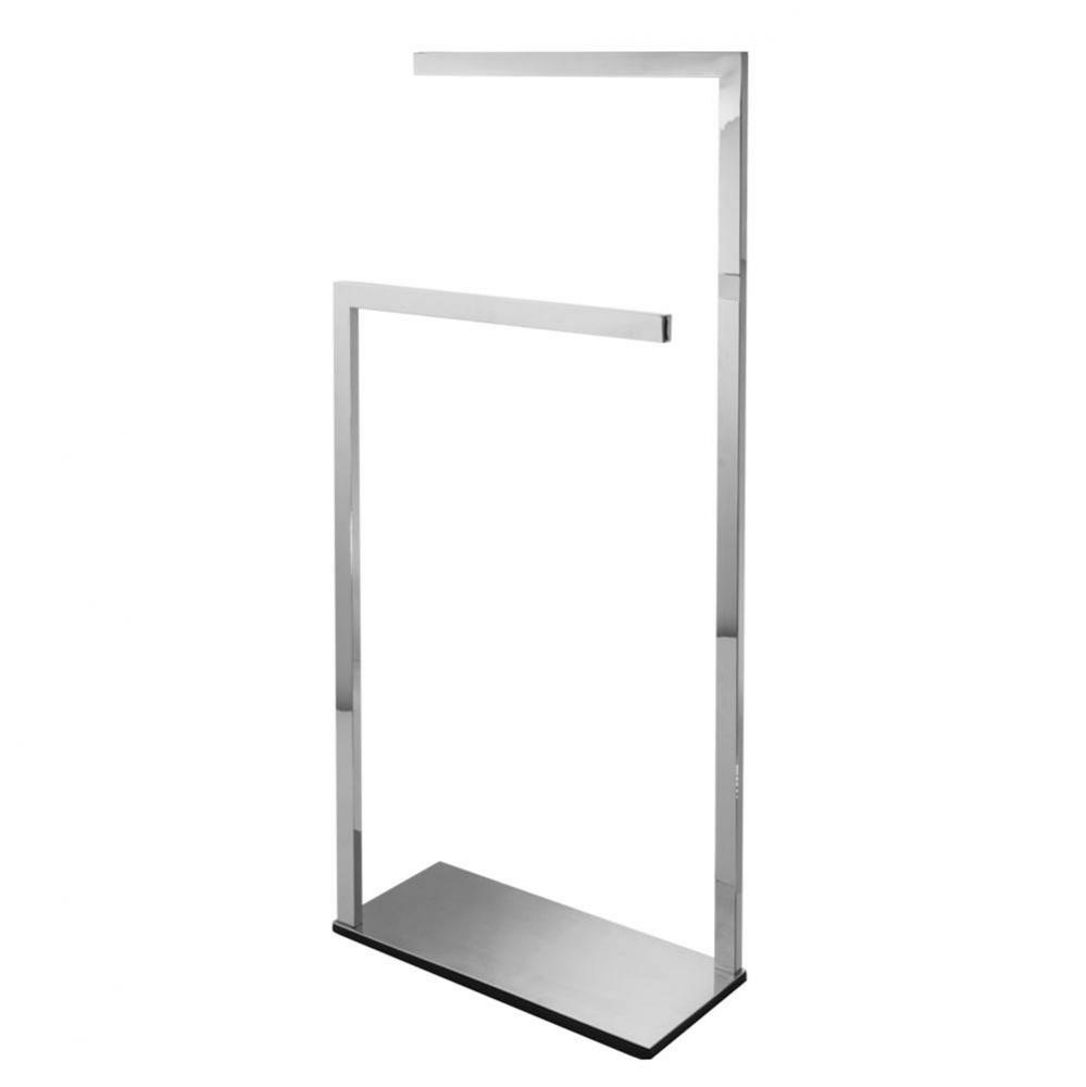 Double Bar Floor Towel Stand Square - Polished Stainless