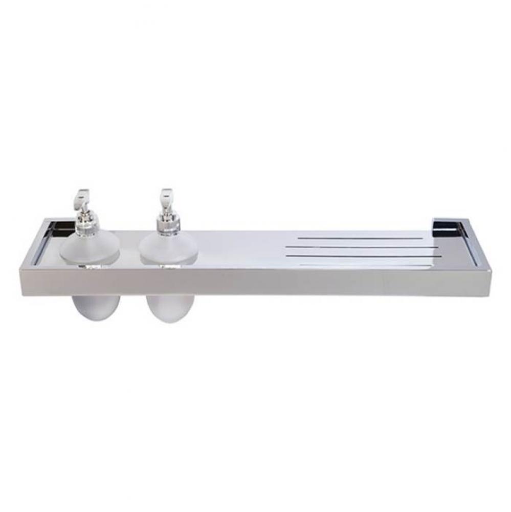 Stainless Shelf with drainage & 2 dispensers - Chrome