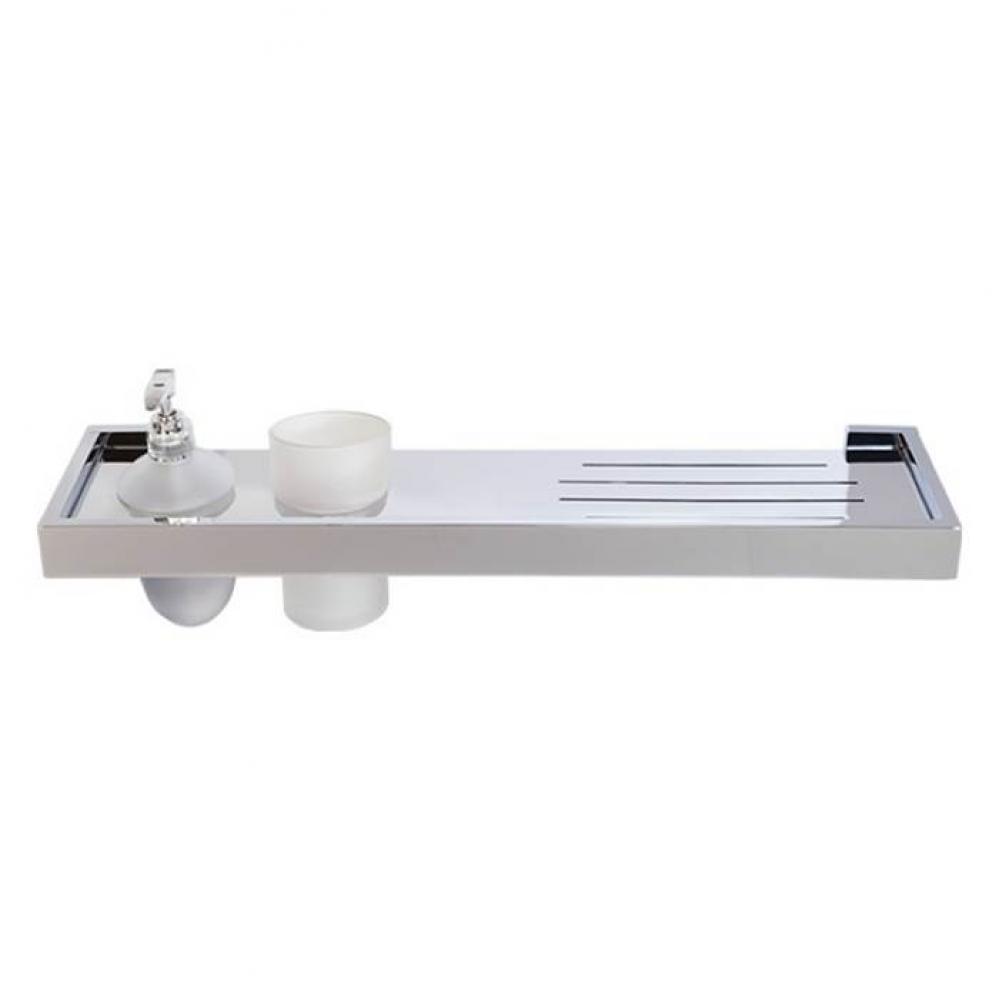 Stainless Shelf with drainage with tumbler & dispenser - Chrome