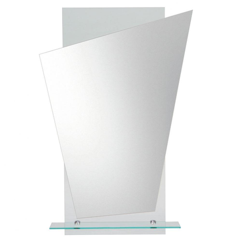 Melanie Angled Mirror on Square Glass with Bottom Shelf