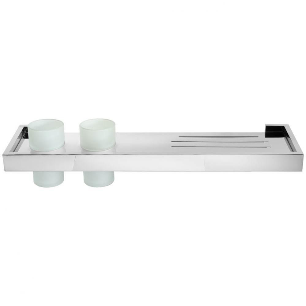 Stainless Shelf with drainage & 2 tumblers - Chrome