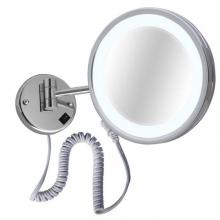 LaLoo Canada 2010 BN - Lit Mirror - 10'' Dia. Plug-In LED  - 5x Magnification - Brushed Nickel