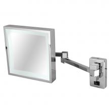 LaLoo Canada 2020H C - Square Magnification Mirror - HARDWIRE LED - 5X Mag, 6000K - Chrome