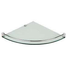 LaLoo Canada 5611T C - Single Glass Corner Shelf with Railing with Tempered Glass - Chrome