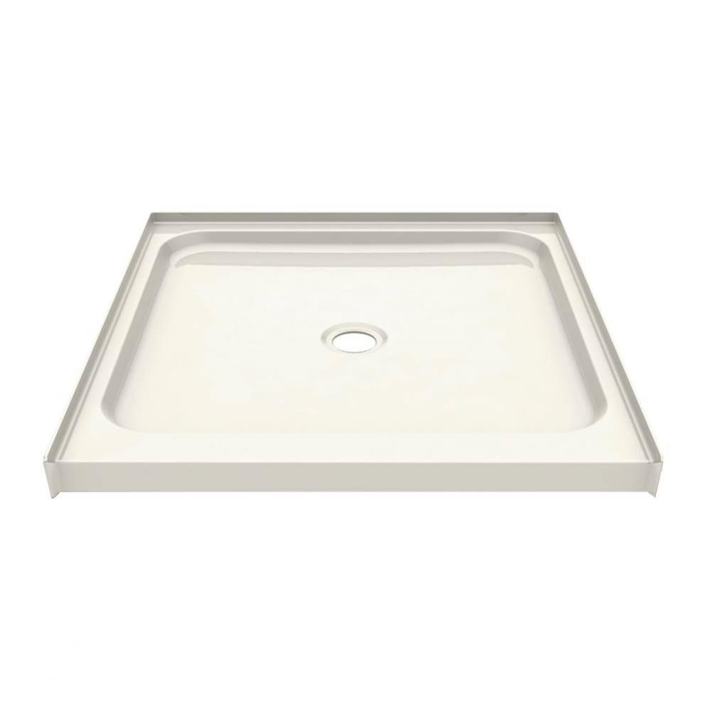 SPL 3636 AFR AcrylX Alcove Center Drain Shower Base in Biscuit