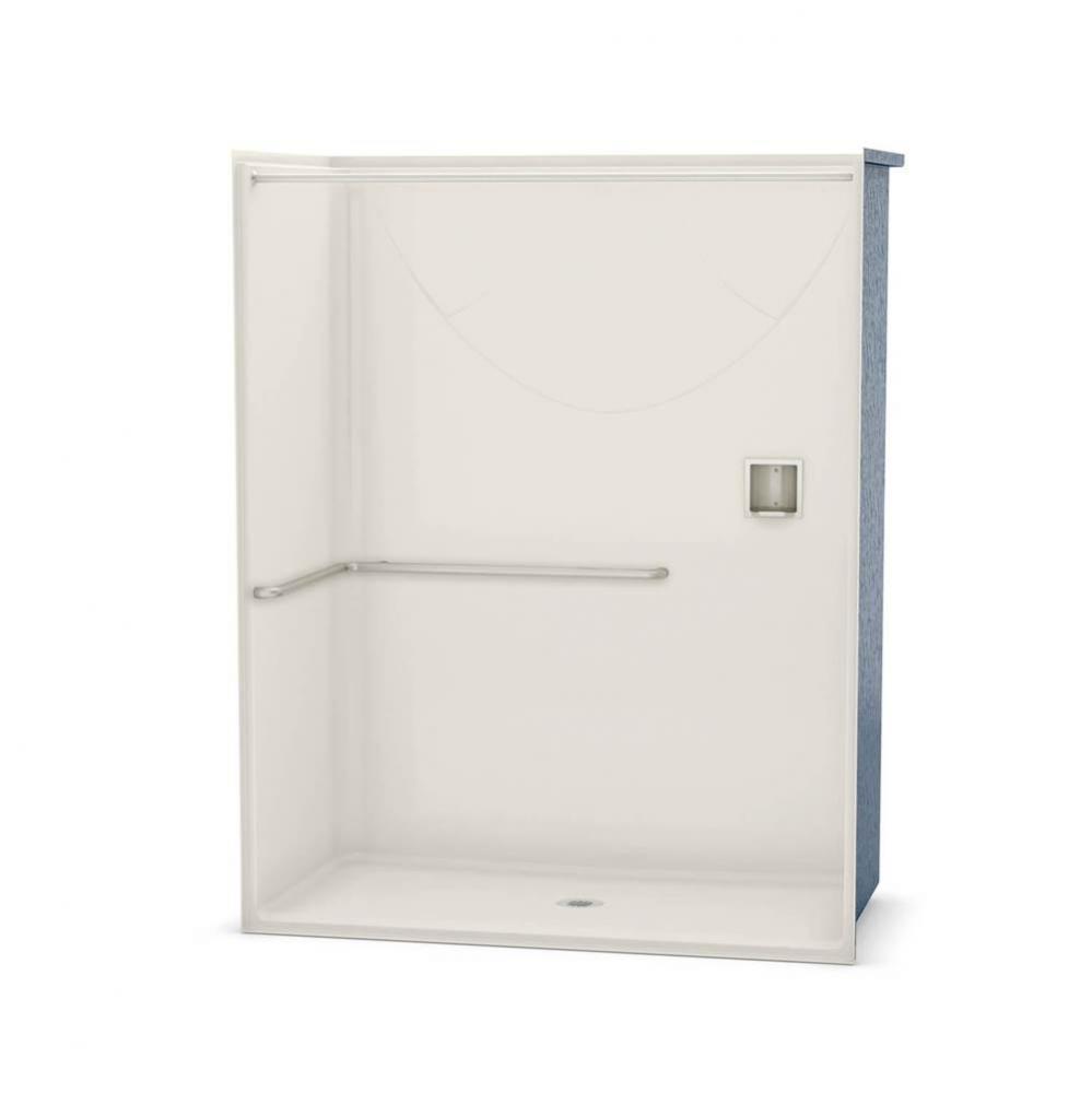 OPS-6030-RS AcrylX Alcove Center Drain One-Piece Shower in Biscuit - ADA L-Bar