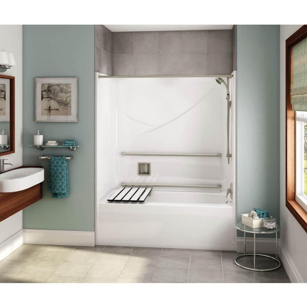 OPTS-6032 AcrylX Alcove Right-Hand Drain One-Piece Tub Shower in White - Massachusetts Compliant