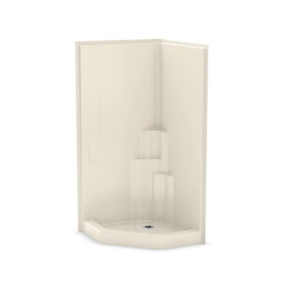 SH-NA AFR AcrylX Corner Center Drain One-Piece Shower in Bone