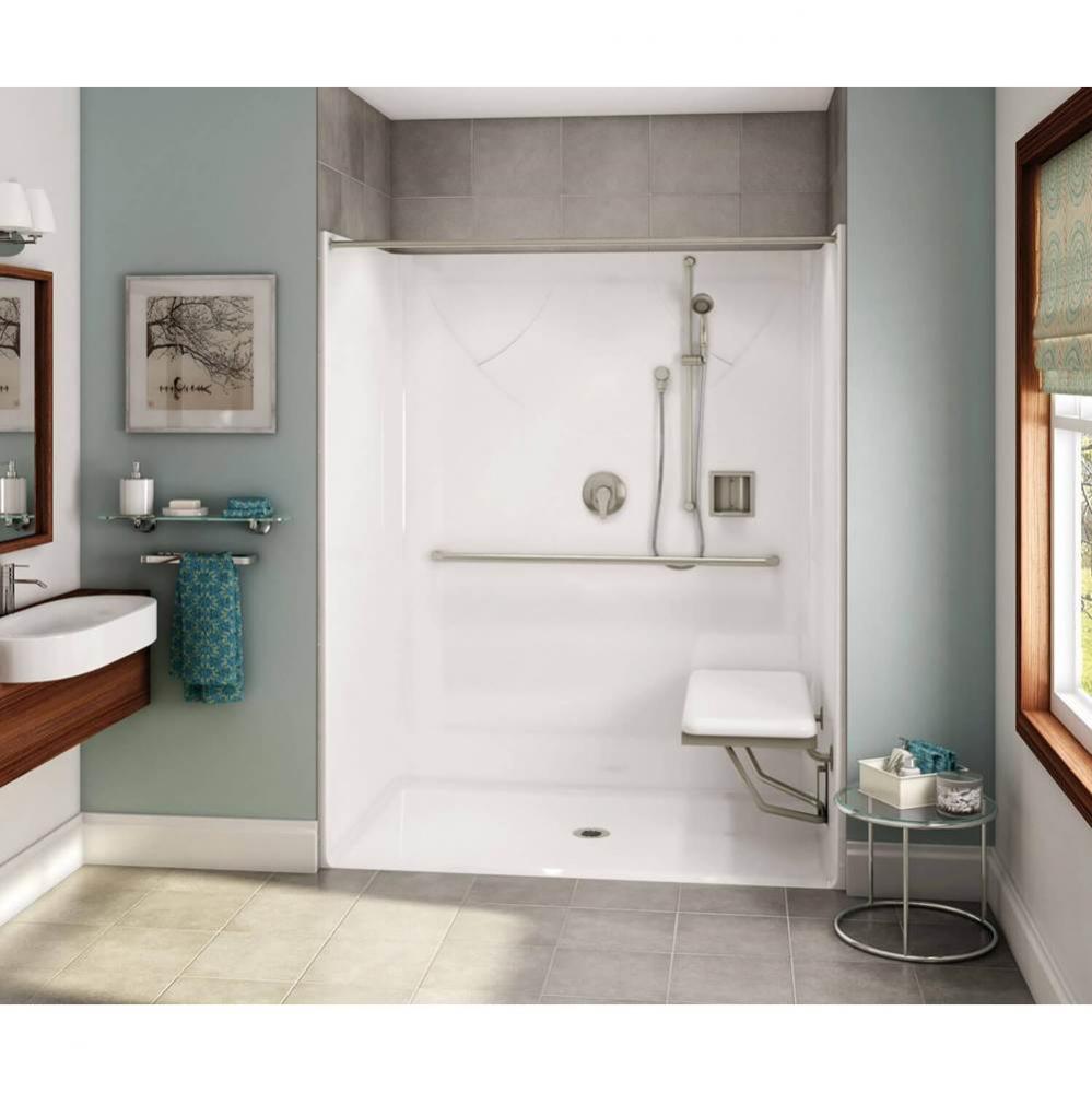 OPS-6036-RS AcrylX Alcove Center Drain One-Piece Shower in Sterling Silver - Massachusetts Complia