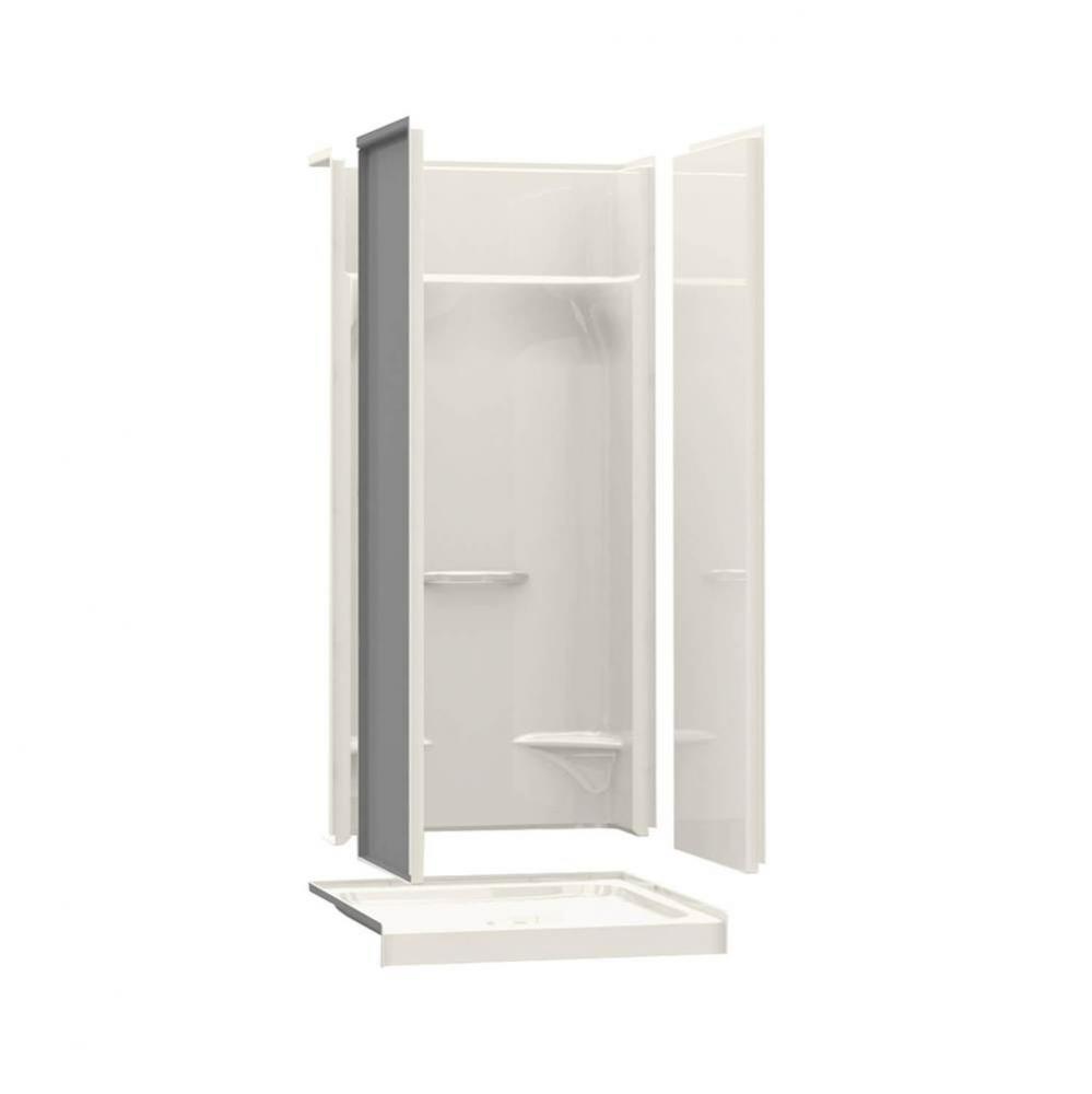 KDS 3636 AcrylX Alcove Center Drain Four-Piece Shower in Biscuit