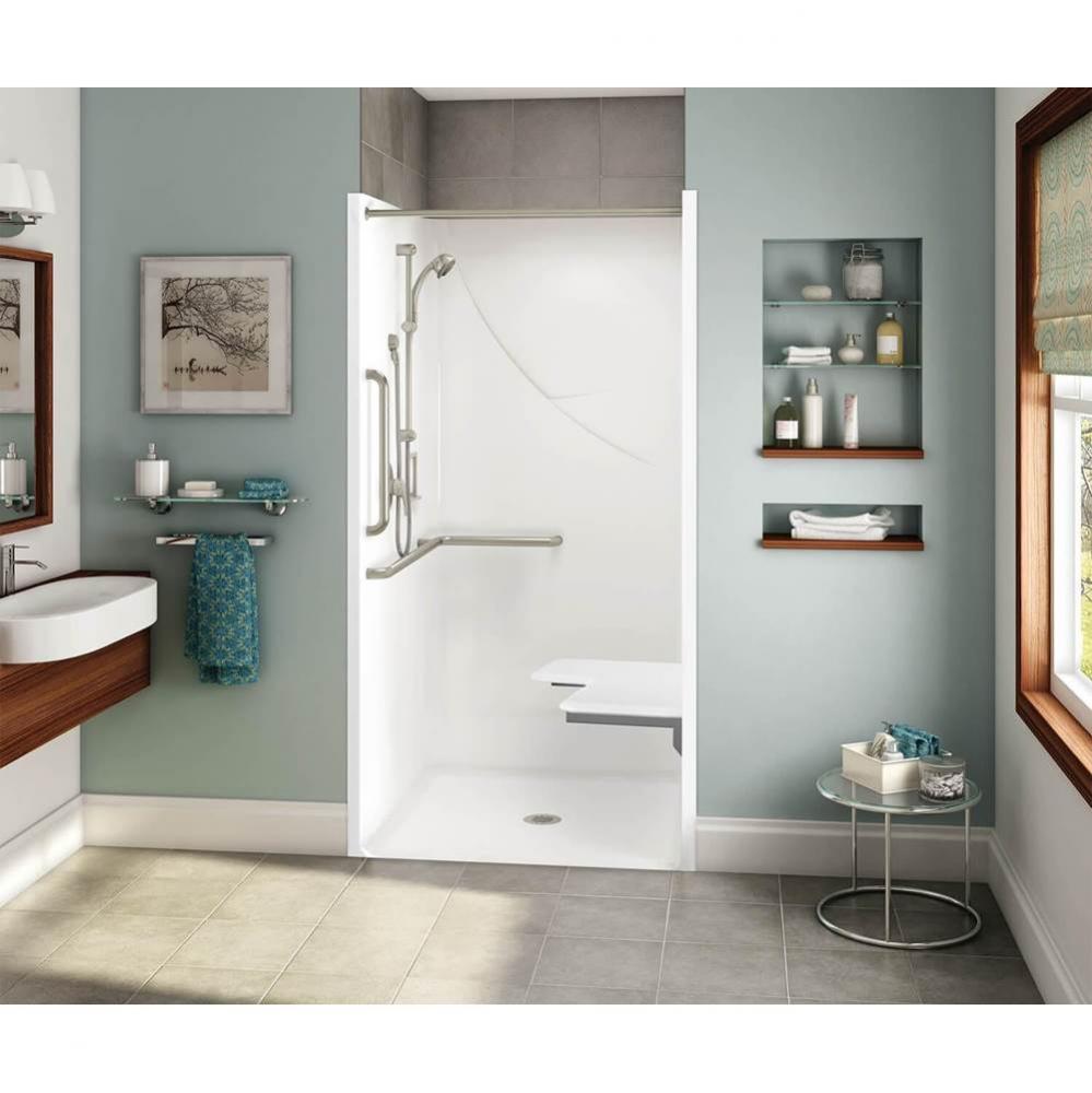 OPS-3636 RRF AcrylX Alcove Center Drain One-Piece Shower in Sterling Silver - ANSI Compliant