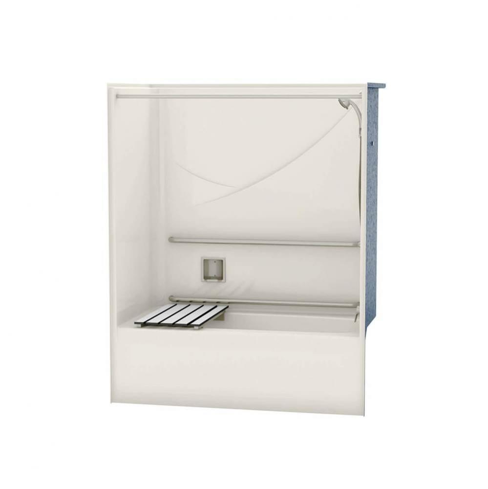 OPTS-6032 AcrylX Alcove Right-Hand Drain One-Piece Tub Shower in Biscuit - Massachusetts Compliant