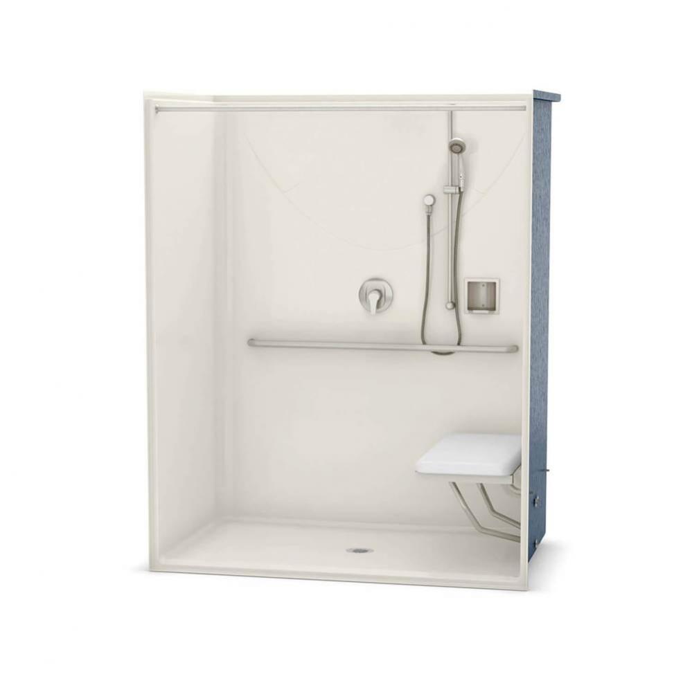 OPS-6036-RS AcrylX Alcove Center Drain One-Piece Shower in Biscuit - Massachusetts Compliant