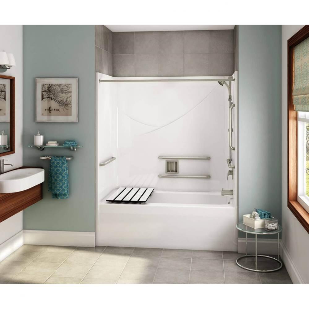 OPTS-6032 AcrylX Alcove Right-Hand Drain One-Piece Tub Shower in Thunder Grey - ANSI Compliant