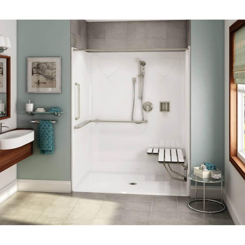 OPS-6036-RS AcrylX Alcove Center Drain One-Piece Shower in Sterling Silver - ANSI compliant