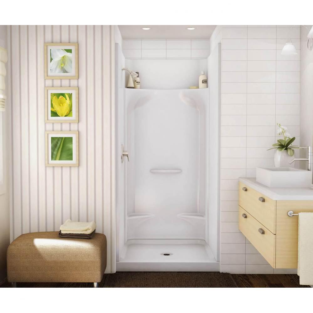 KDS 3636 AFR AcrylX Alcove Center Drain Four-Piece Shower in White