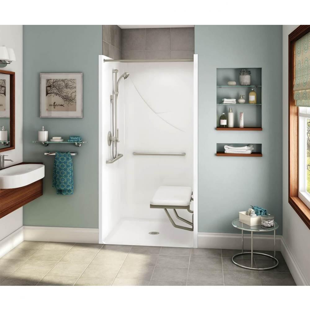 OPS-3636-RS RRF AcrylX Alcove Center Drain One-Piece Shower in White - MASS Compliant