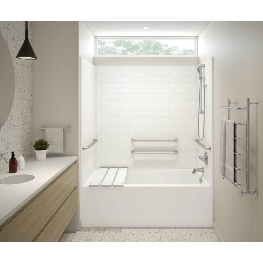 F6030STTM AcrylX Alcove Left-Hand Drain One-Piece Tub Shower in Biscuit