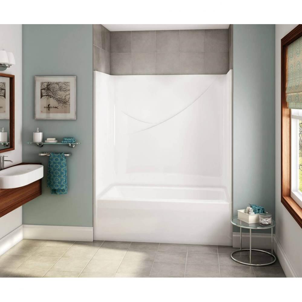 OPTS-6032 AcrylX Alcove Left-Hand Drain One-Piece Tub Shower in White - Base Model