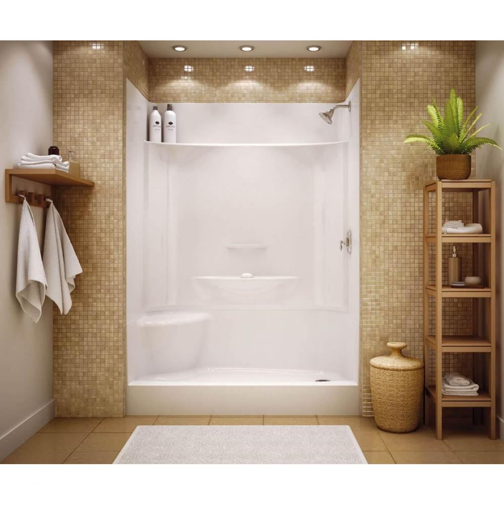 KDS 3060 AFR AcrylX Alcove Center Drain Four-Piece Shower in White