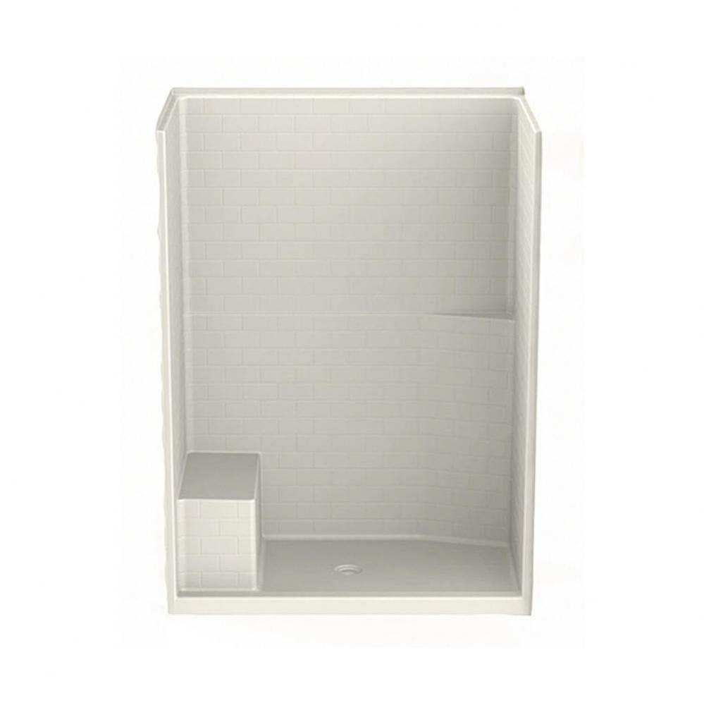 16034STTSM AFR AcrylX Alcove Left-Hand Drain One-Piece Shower in Biscuit