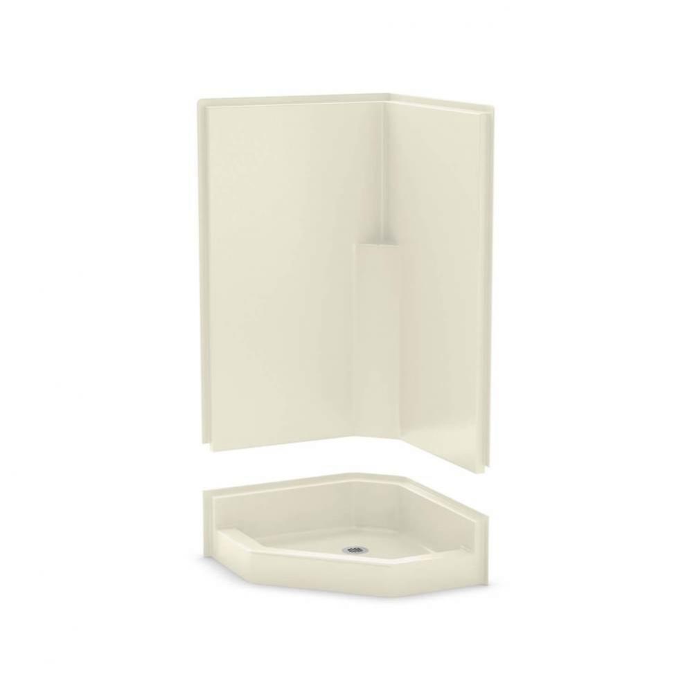 KD-NAS AcrylX Corner Center Drain Two-Piece Shower in Bone