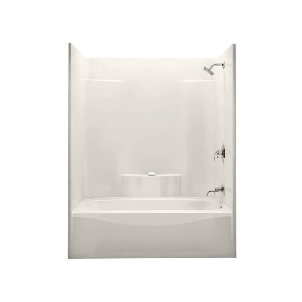 TS-3660 AcrylX Alcove Left-Hand Drain One-Piece Homestead Tub Shower in Biscuit
