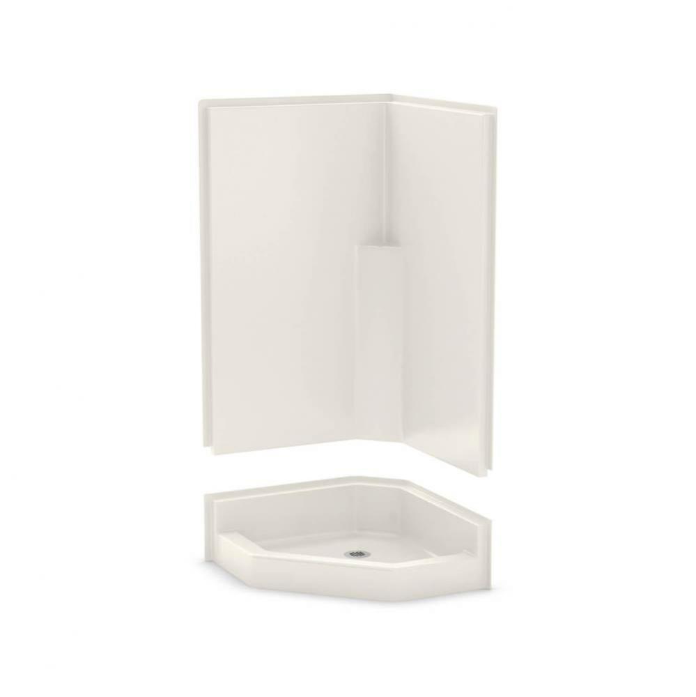 KD-NAS AcrylX Corner Center Drain Two-Piece Shower in Biscuit