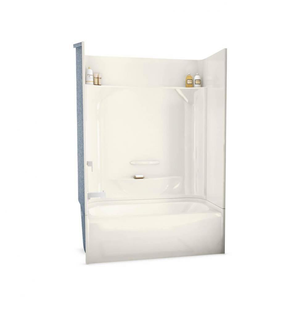 KDTS 2954 AcrylX Alcove Left-Hand Drain Four-Piece Tub Shower in Biscuit