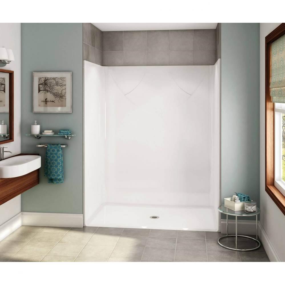 OPS-6036-RS AcrylX Alcove Center Drain One-Piece Shower in White - Base Model