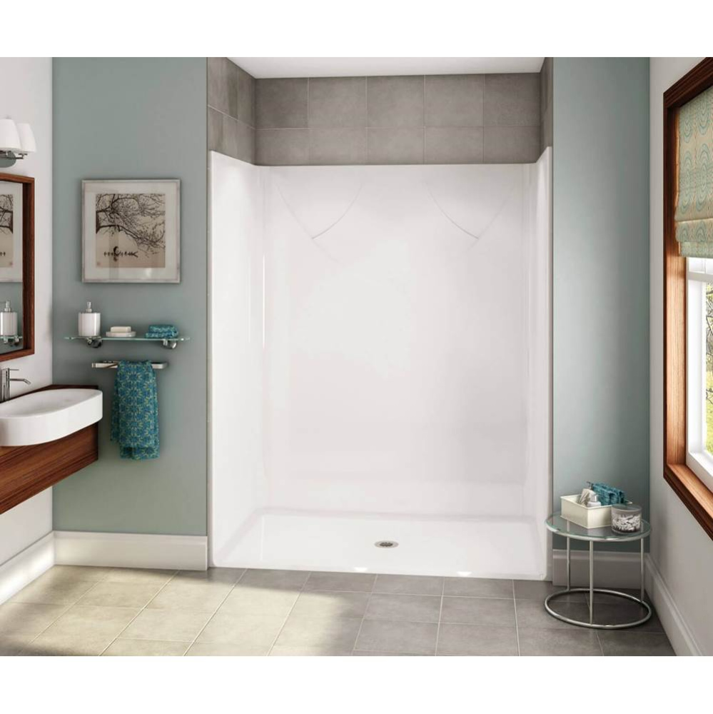 OPS-6036 AcrylX Alcove Center Drain One-Piece Shower in Bone - Base Model
