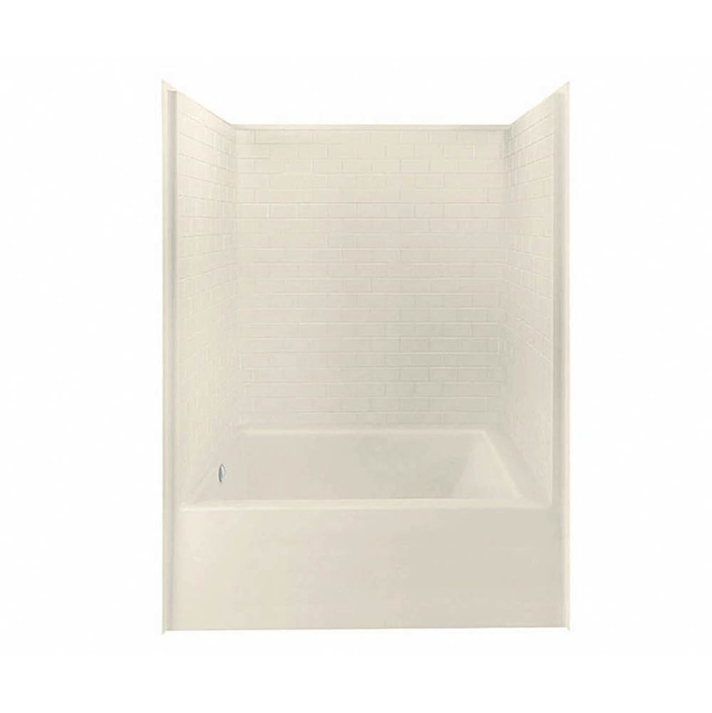 6042STTM AFR  AcrylX Alcove Left-Hand Drain One-Piece Tub Shower in Bone